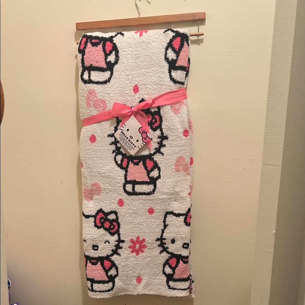 Hello Kitty Pink and White Plush Throw